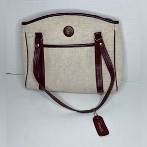 Vintage 70s Borelli Collection Purse Woven Wine Leather Medium